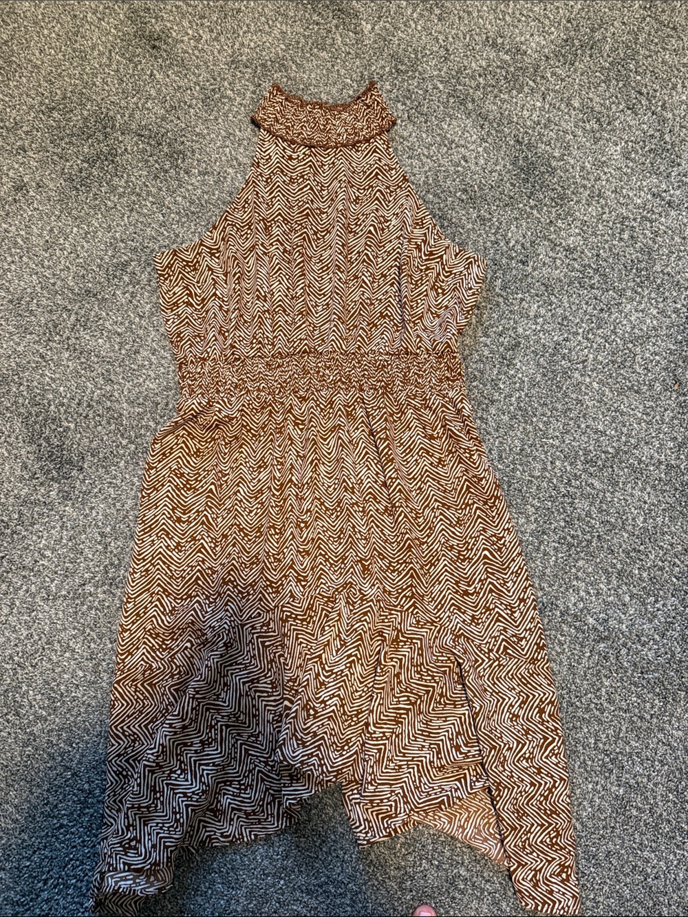 Maurices Brown Chevron High-Low Halter Dress NWOT